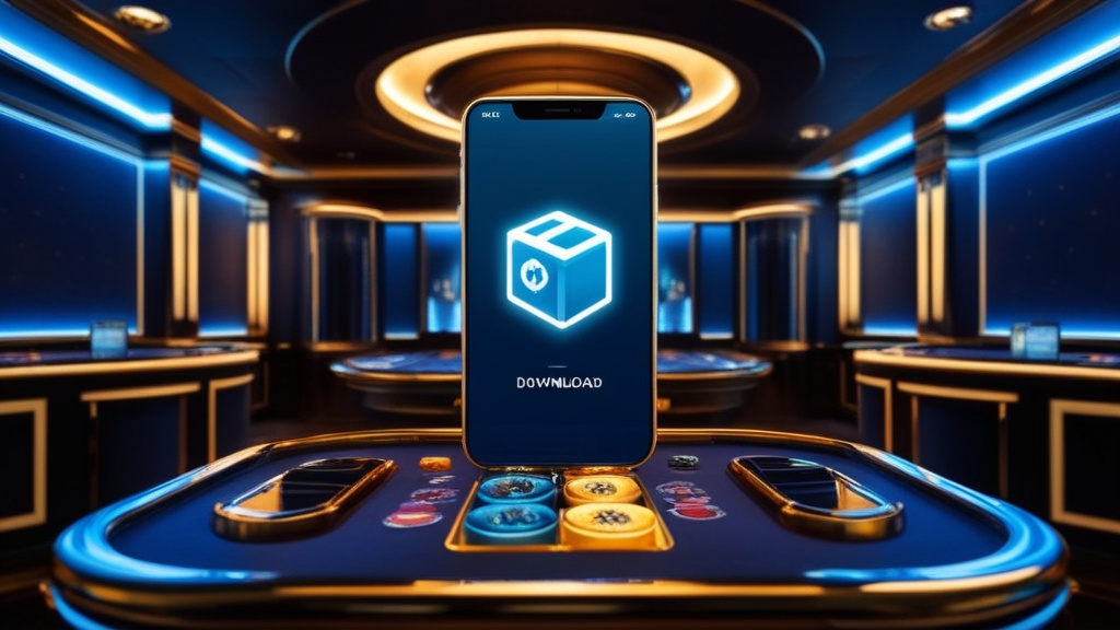 هاتف وملف APK مضيء داخل كازينو داكن